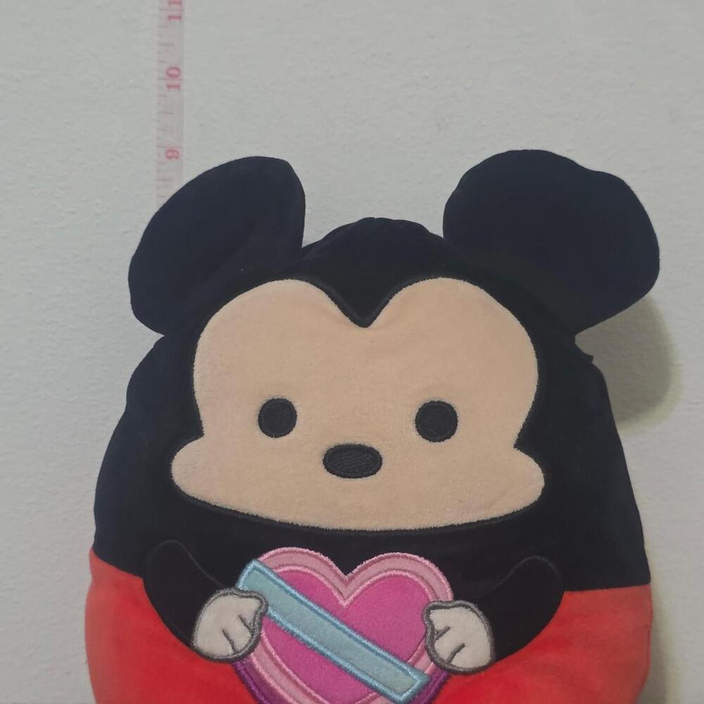 Disney Mickey Mouse plushie with pink heart and blue ribbon #disney #mickey